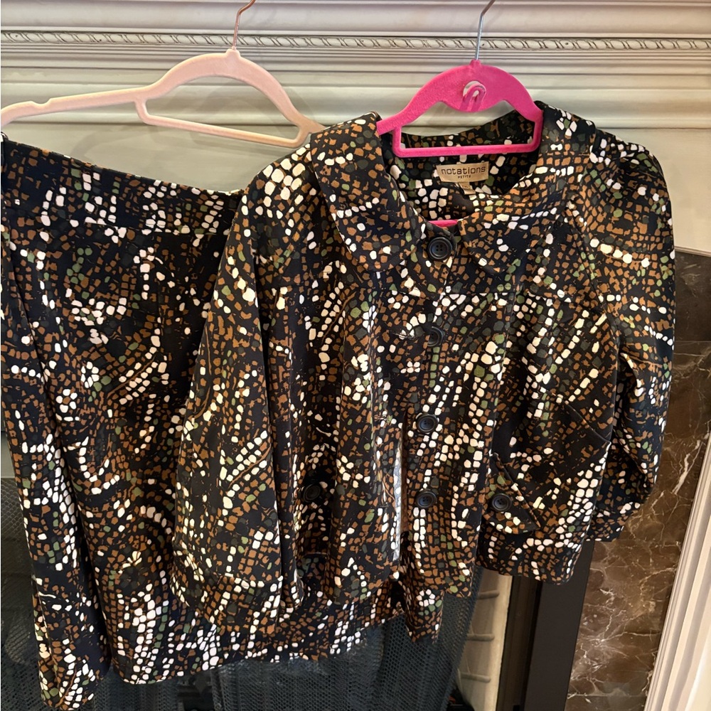 Notations Black And Brown Patterned Blouse - image 6